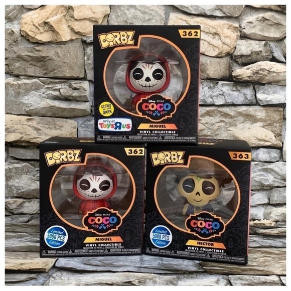 Funko Other - 2017 RARE Lot 3 Disney Coco Funko Dorbz GITD Glow Miguel Hector Limited Edition